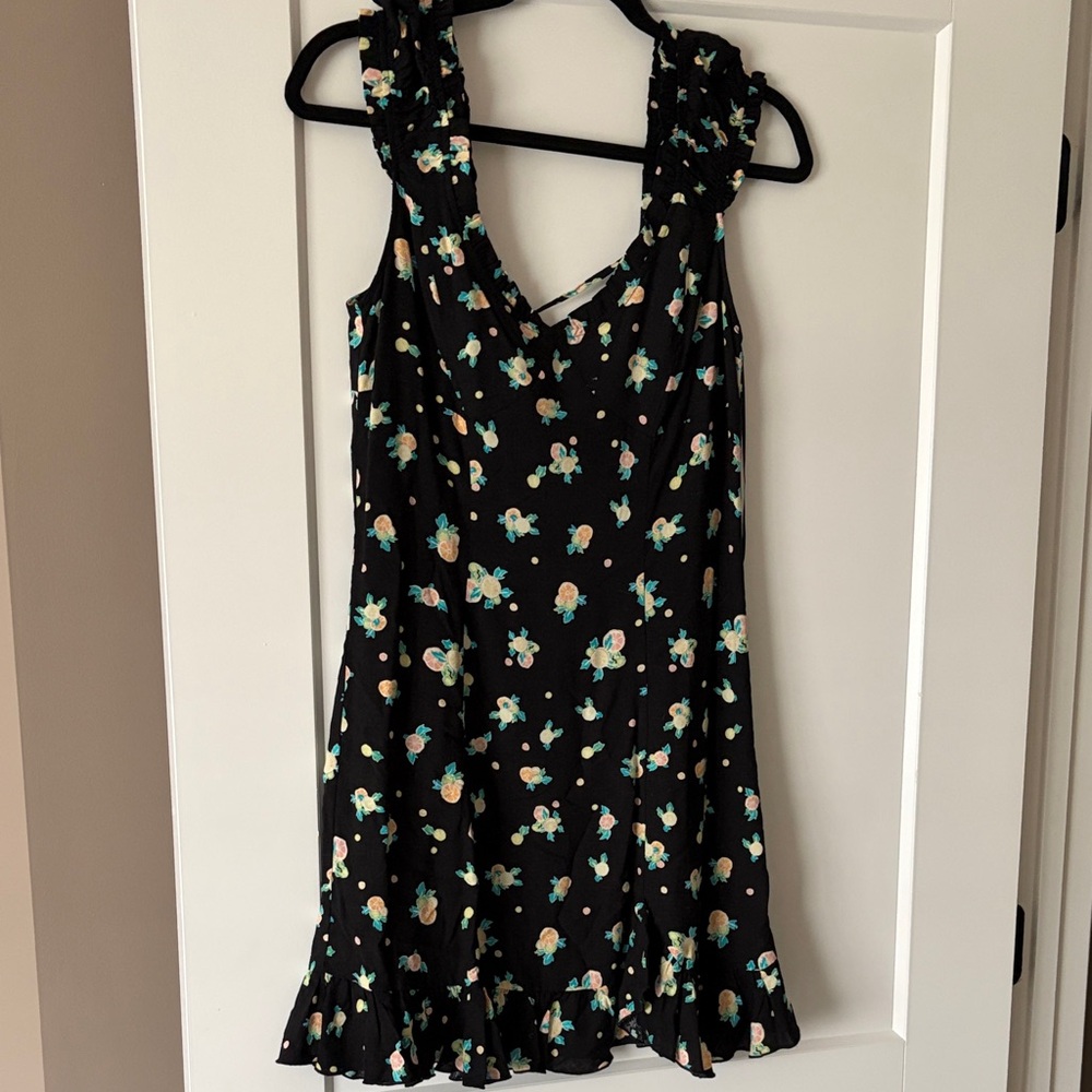 Black Floral Ruffle Hem Sundress